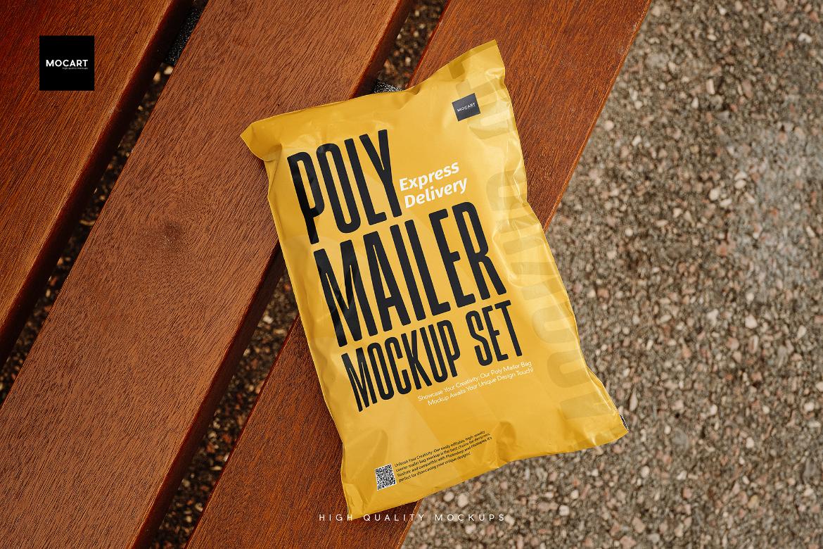 8款逼真电商快递邮件物流邮寄包裹产品包装袋设计展示效果图ps样机素材 Poly Mailer Mockup Set v.1 样机素材 第1张-素材湾丨精选海外优质设计素材资源 8款逼真电商快递邮件物流邮寄包裹产品包装袋设计展示效果图ps样机素材 Poly Mailer Mockup Set v.1 样机素材 sucaiwan.com