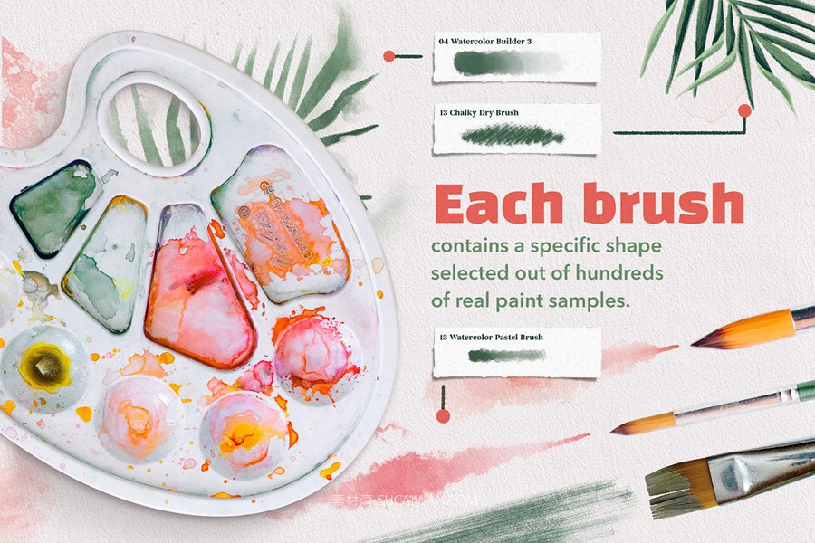 70款水墨水彩干画笔飞溅绘画效果procreate笔刷画笔画布纹理设计素材套装Wet & Dry Procreate Brush Set 笔刷资源 sucaiwan.com