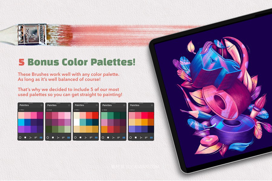 70款水墨水彩干画笔飞溅绘画效果procreate笔刷画笔画布纹理设计素材套装Wet & Dry Procreate Brush Set 笔刷资源 sucaiwan.com