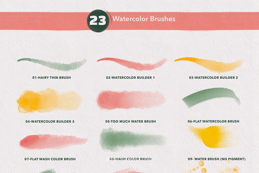 70款水墨水彩干画笔飞溅绘画效果procreate笔刷画笔画布纹理设计素材套装Wet & Dry Procreate Brush Set 笔刷资源 sucaiwan.com