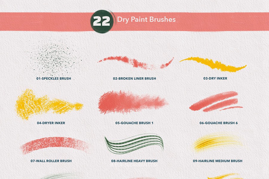 70款水墨水彩干画笔飞溅绘画效果procreate笔刷画笔画布纹理设计素材套装Wet & Dry Procreate Brush Set 笔刷资源 sucaiwan.com