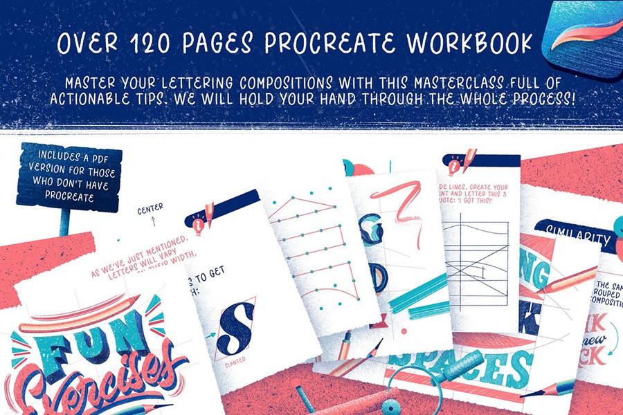 全面Procreate大师班绘画教程+铅笔蜡笔水墨海绵喷雾器笔刷素材套装The Slayout Lettering Masterclass 笔刷资源 第2张-素材湾丨精选海外优质设计素材资源 全面Procreate大师班绘画教程+铅笔蜡笔水墨海绵喷雾器笔刷素材套装The Slayout Lettering Masterclass 笔刷资源 sucaiwan.com