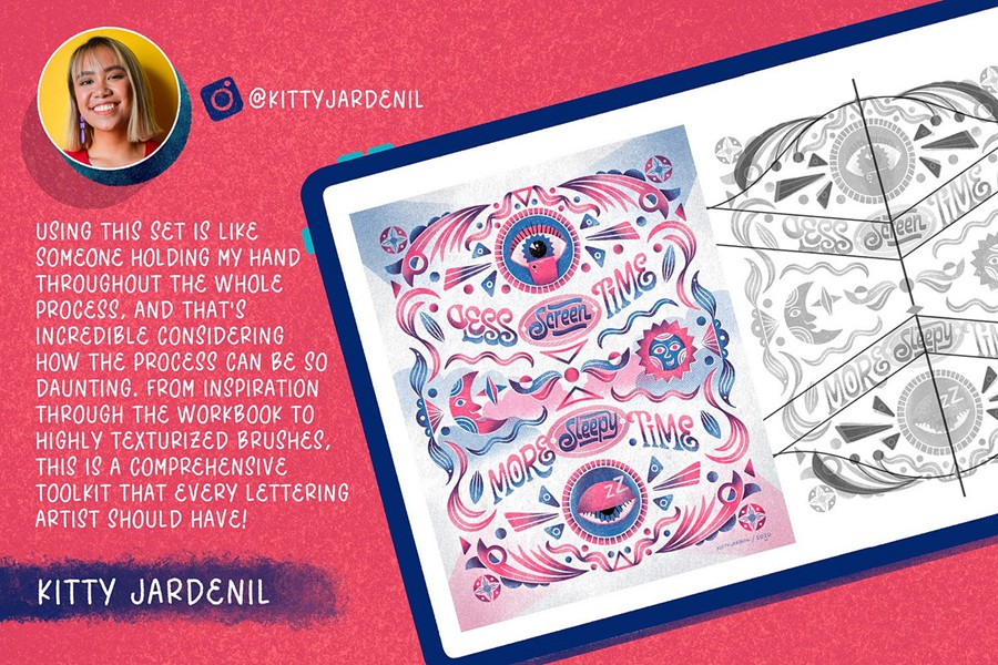 全面Procreate大师班绘画教程+铅笔蜡笔水墨海绵喷雾器笔刷素材套装The Slayout Lettering Masterclass 笔刷资源 第9张-素材湾丨精选海外优质设计素材资源 全面Procreate大师班绘画教程+铅笔蜡笔水墨海绵喷雾器笔刷素材套装The Slayout Lettering Masterclass 笔刷资源 sucaiwan.com