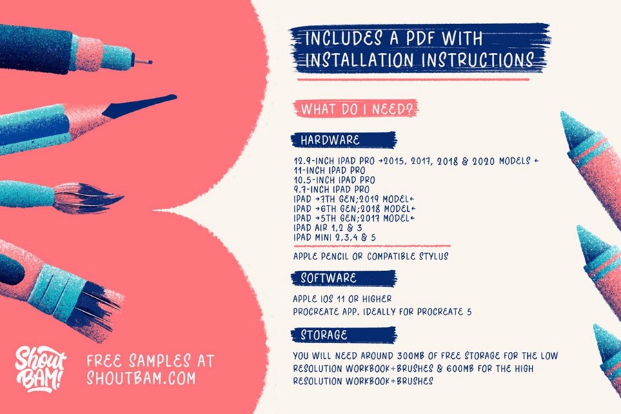 全面Procreate大师班绘画教程+铅笔蜡笔水墨海绵喷雾器笔刷素材套装The Slayout Lettering Masterclass 笔刷资源 第26张-素材湾丨精选海外优质设计素材资源 全面Procreate大师班绘画教程+铅笔蜡笔水墨海绵喷雾器笔刷素材套装The Slayout Lettering Masterclass 笔刷资源 sucaiwan.com