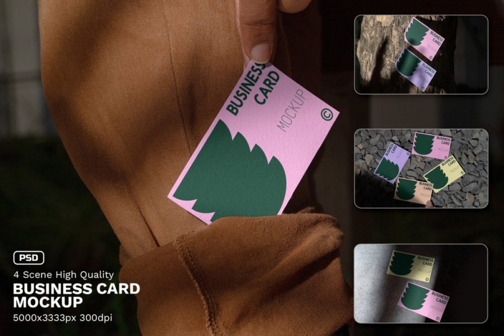 4款时尚商务个人名片卡片会员卡设计vi贴图psd样机模板素材Business Card Mockup – VOL 3 , sucaiwan.com