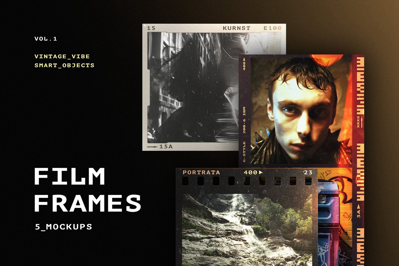 5款复古做旧电影胶片边框模拟燥点划痕图像照片ps修图特效滤镜插件样机素材 Film Frames Mockups , sucaiwan.com