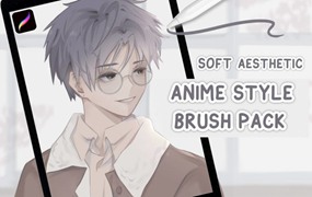 平滑柔软动漫绘画线条素描procreate笔刷画笔素材 Soft Aesthetic Anime Brush Set for Procreate