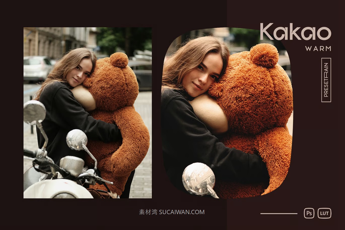 自然美学巧克力风格暖色调电影摄影照片调色Ps动作&LUT预设包 Kakao Photoshop Action and LUT , sucaiwan.com