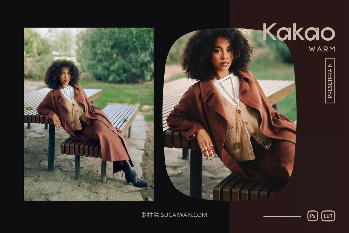自然美学巧克力风格暖色调电影摄影照片调色Ps动作&LUT预设包 Kakao Photoshop Action and LUT , sucaiwan.com