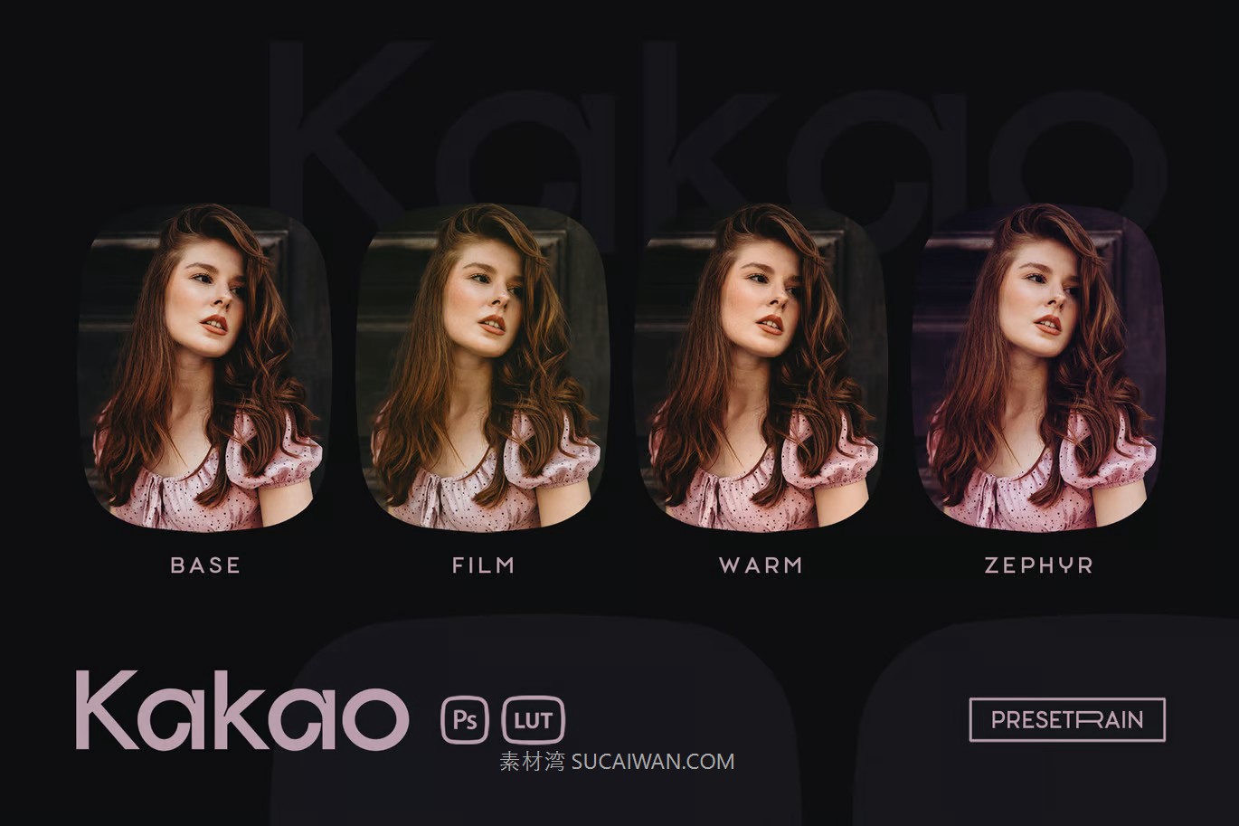 自然美学巧克力风格暖色调电影摄影照片调色Ps动作&LUT预设包 Kakao Photoshop Action and LUT , sucaiwan.com
