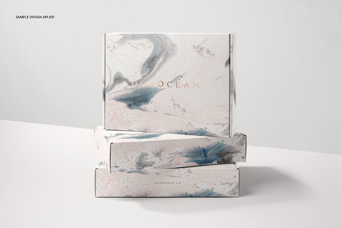 7款高级产品服装鞋盒快递包裹邮件包装纸盒设计展示效果图PSD样机模板 Noissue Mailing Box Mockup Set v1 , sucaiwan.com