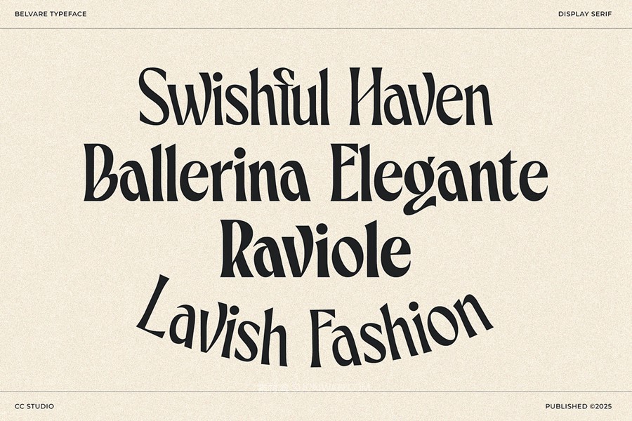 英文字体:复古精致优雅风格圆润浓缩衬线标题品牌海报字体 Belvare Retro Aesthetic Serif , 第19张-素材湾丨精选海外优质设计素材资源 英文字体:复古精致优雅风格圆润浓缩衬线标题品牌海报字体 Belvare Retro Aesthetic Serif , sucaiwan.com