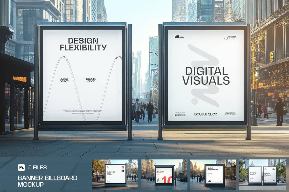 5款国外城市街头海报广告牌指示牌设计PS展示贴图效果图样机模板 Sidewalk Advertising Billboard Mockup , 第1张-素材湾丨精选海外优质设计素材资源 5款国外城市街头海报广告牌指示牌设计PS展示贴图效果图样机模板 Sidewalk Advertising Billboard Mockup , sucaiwan.com