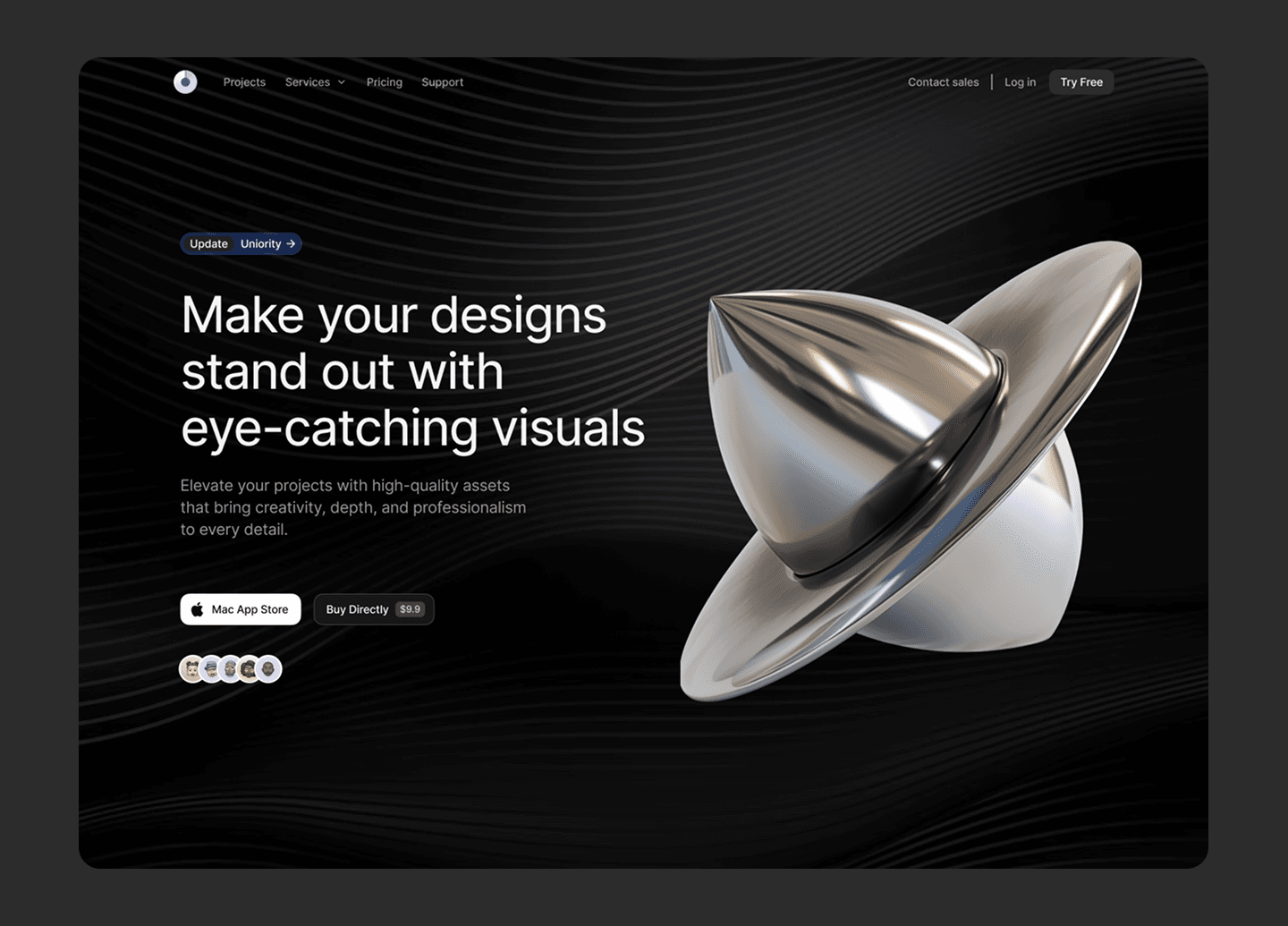 16款现代科技感金属镀铬3D立体抽象艺术几何图形插图设计PNG/Figma格式素材 Uniority by Сraftwork , sucaiwan.com