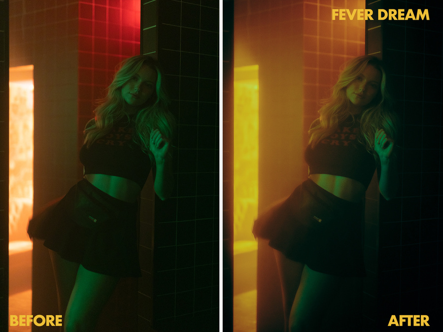 一款夜店演唱会夜间摄影扫街胶片感浓郁朦胧XMP电脑端/DNG手机端LR预设 Karel Chladek - Fever Dream Preset , sucaiwan.com