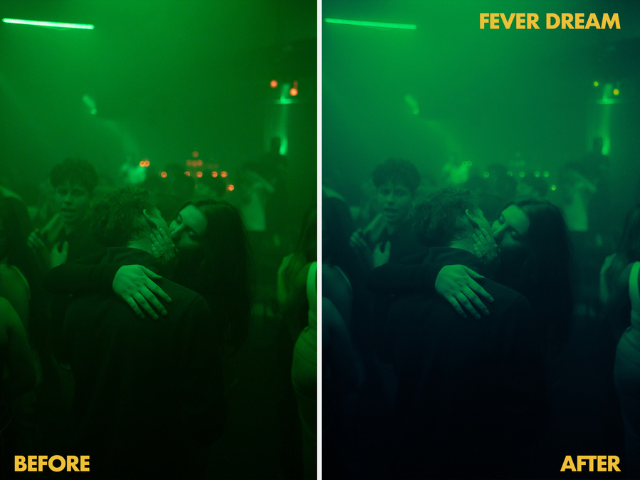 一款夜店演唱会夜间摄影扫街胶片感浓郁朦胧XMP电脑端/DNG手机端LR预设 Karel Chladek - Fever Dream Preset , sucaiwan.com