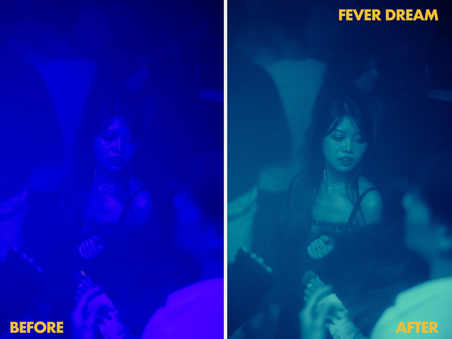 一款夜店演唱会夜间摄影扫街胶片感浓郁朦胧XMP电脑端/DNG手机端LR预设 Karel Chladek - Fever Dream Preset , sucaiwan.com