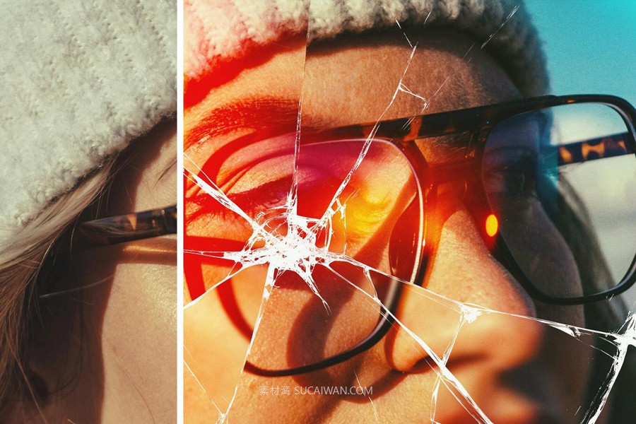 失真扭曲破碎玻璃照片效果ps特效滤镜样机 Cracked Lens Photo Effect , 第4张-素材湾丨精选海外优质设计素材资源 失真扭曲破碎玻璃照片效果ps特效滤镜样机 Cracked Lens Photo Effect , sucaiwan.com