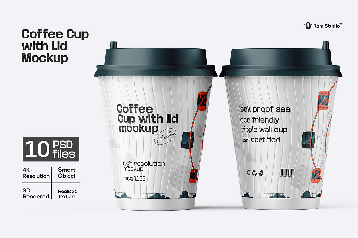 10款逼真一次性咖啡奶茶果汁外卖纸杯塑料杯设计展示效果图PSD样机模板Reusable Coffee Cup Mockup , sucaiwan.com