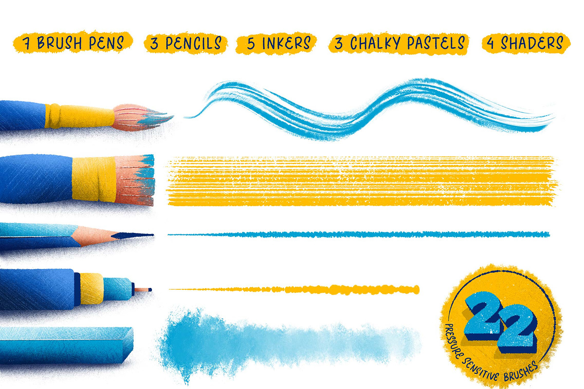 80+款粉笔蜡笔铅笔水墨花卉procreate笔刷画笔着色器设计素材 The KickOff Lettering Toolbox , 第3张-素材湾丨精选海外优质设计素材资源 80+款粉笔蜡笔铅笔水墨花卉procreate笔刷画笔着色器设计素材 The KickOff Lettering Toolbox , sucaiwan.com