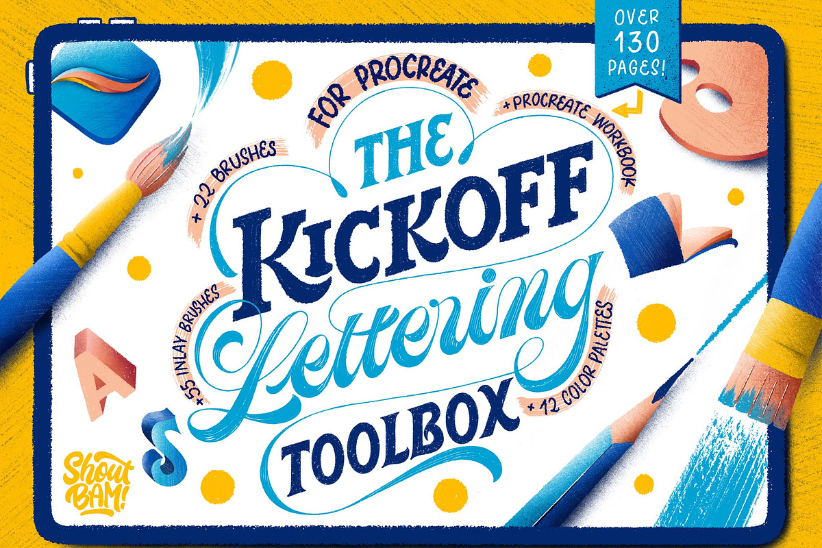 80+款粉笔蜡笔铅笔水墨花卉procreate笔刷画笔着色器设计素材 The KickOff Lettering Toolbox , 第1张-素材湾丨精选海外优质设计素材资源 80+款粉笔蜡笔铅笔水墨花卉procreate笔刷画笔着色器设计素材 The KickOff Lettering Toolbox , sucaiwan.com
