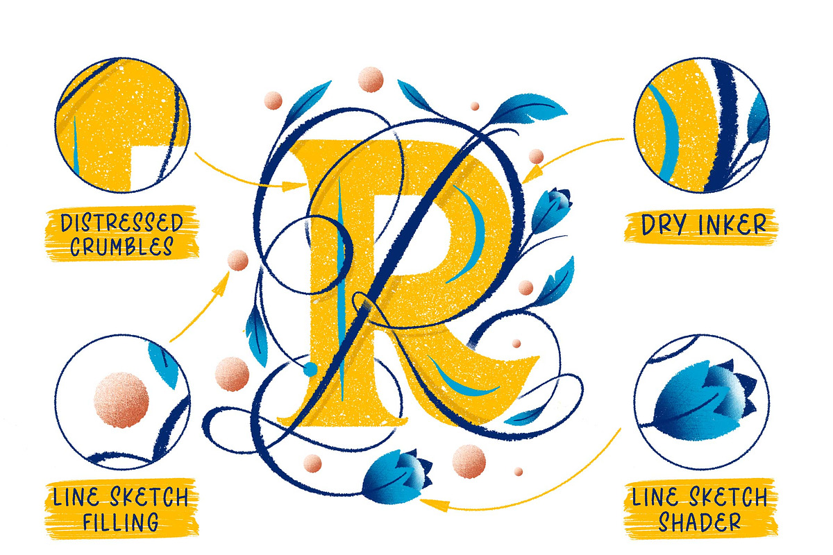 80+款粉笔蜡笔铅笔水墨花卉procreate笔刷画笔着色器设计素材 The KickOff Lettering Toolbox , 第4张-素材湾丨精选海外优质设计素材资源 80+款粉笔蜡笔铅笔水墨花卉procreate笔刷画笔着色器设计素材 The KickOff Lettering Toolbox , sucaiwan.com