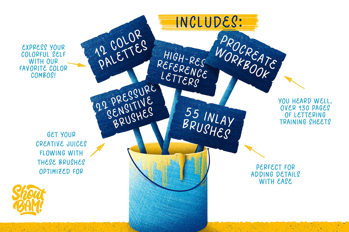 80+款粉笔蜡笔铅笔水墨花卉procreate笔刷画笔着色器设计素材 The KickOff Lettering Toolbox , 第7张-素材湾丨精选海外优质设计素材资源 80+款粉笔蜡笔铅笔水墨花卉procreate笔刷画笔着色器设计素材 The KickOff Lettering Toolbox , sucaiwan.com