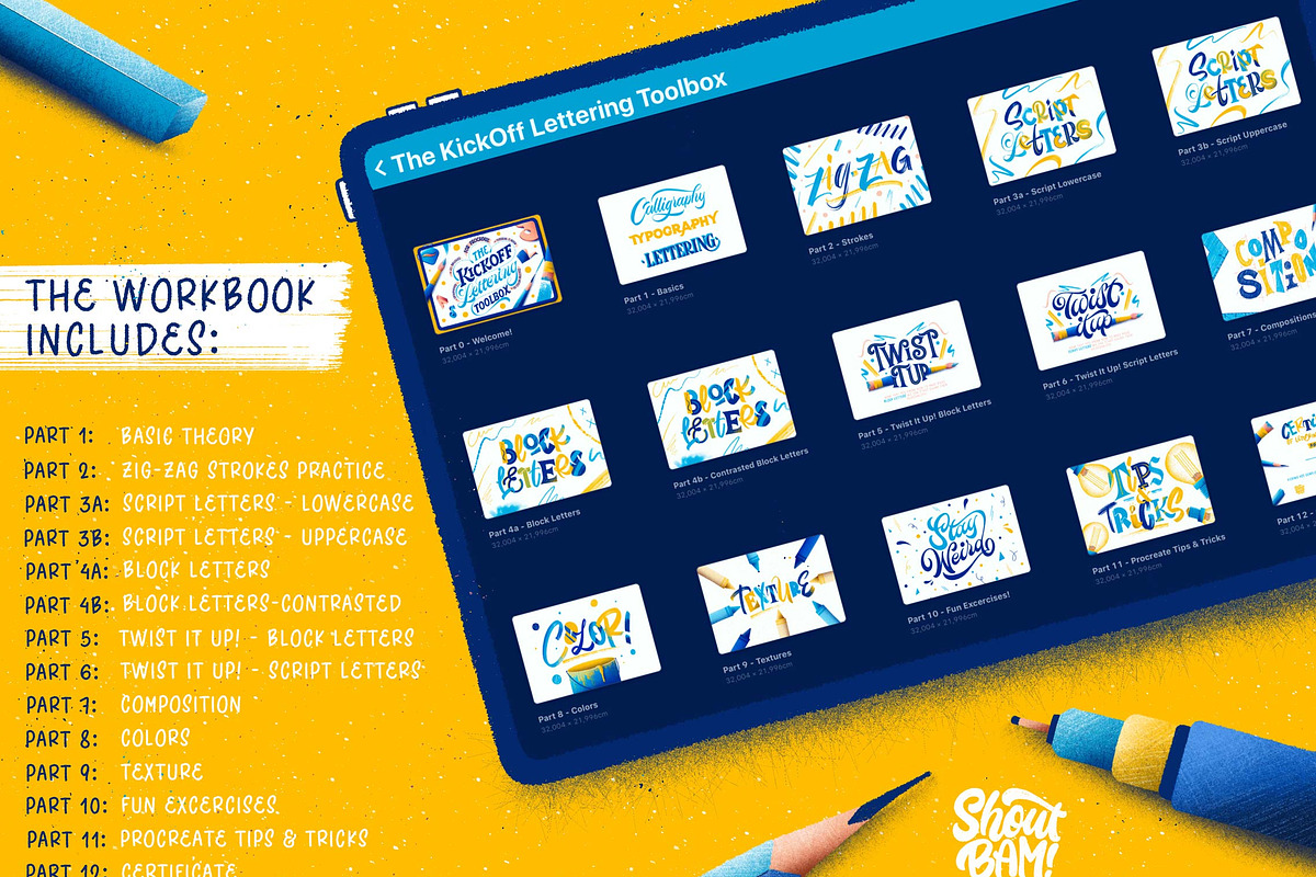 80+款粉笔蜡笔铅笔水墨花卉procreate笔刷画笔着色器设计素材 The KickOff Lettering Toolbox , 第9张-素材湾丨精选海外优质设计素材资源 80+款粉笔蜡笔铅笔水墨花卉procreate笔刷画笔着色器设计素材 The KickOff Lettering Toolbox , sucaiwan.com