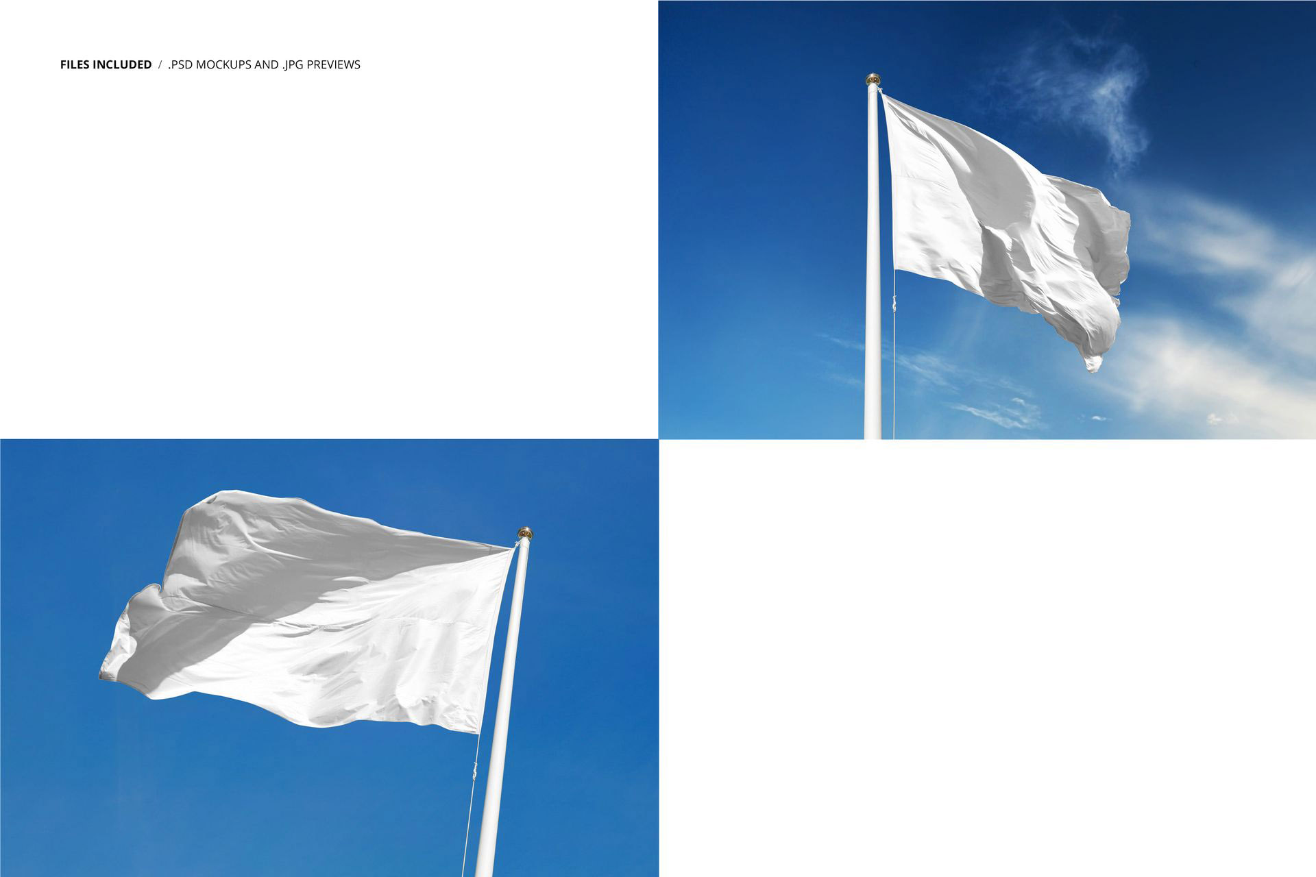 2款逼真飘扬司旗旗帜道旗logo设计展示贴图psd样机效果图模板 Flag Mockup Set , sucaiwan.com