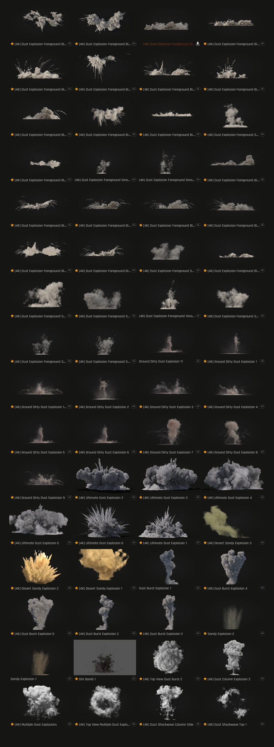 64组爆炸粉尘碎片烟雾颗粒4K电影特效视频素材 Production Crate – Dust and Debris Explosions , sucaiwan.com