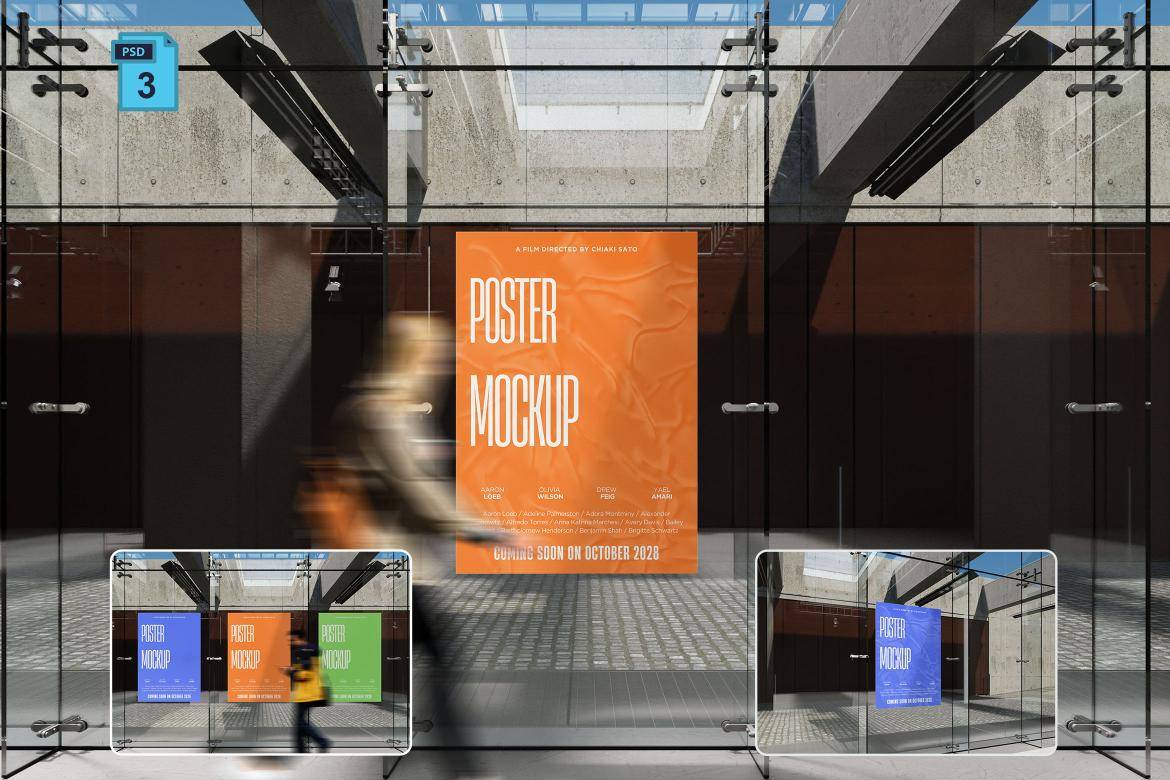 逼真办公室玻璃墙面胶合海报招贴传单设计展示效果图psd样机模板Office Poster Mockup , 第1张-素材湾丨精选海外优质设计素材资源 逼真办公室玻璃墙面胶合海报招贴传单设计展示效果图psd样机模板Office Poster Mockup , sucaiwan.com