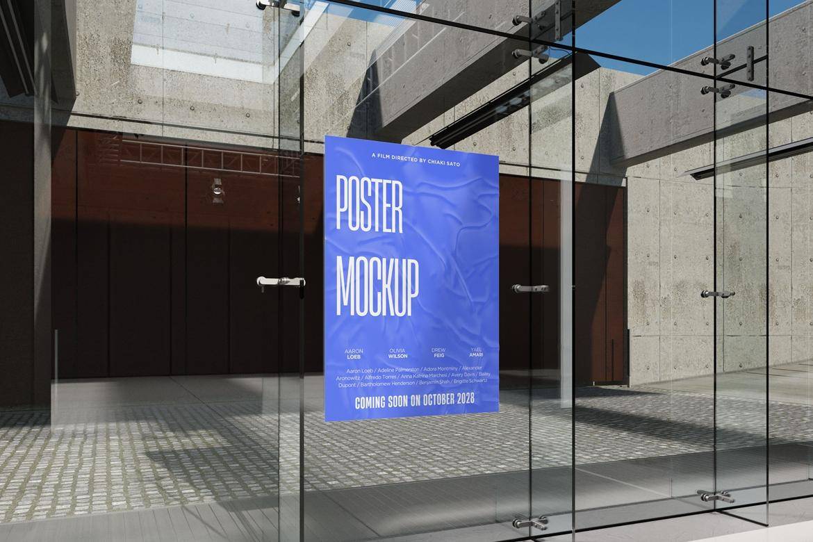 逼真办公室玻璃墙面胶合海报招贴传单设计展示效果图psd样机模板Office Poster Mockup , 第3张-素材湾丨精选海外优质设计素材资源 逼真办公室玻璃墙面胶合海报招贴传单设计展示效果图psd样机模板Office Poster Mockup , sucaiwan.com