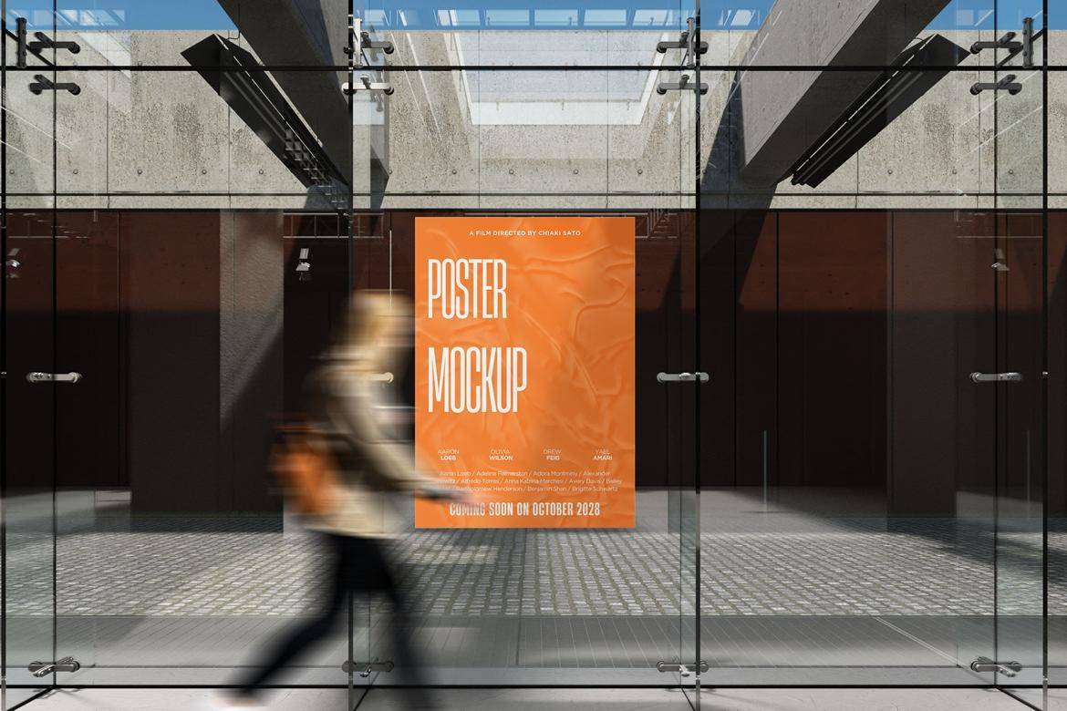 逼真办公室玻璃墙面胶合海报招贴传单设计展示效果图psd样机模板Office Poster Mockup , 第4张-素材湾丨精选海外优质设计素材资源 逼真办公室玻璃墙面胶合海报招贴传单设计展示效果图psd样机模板Office Poster Mockup , sucaiwan.com