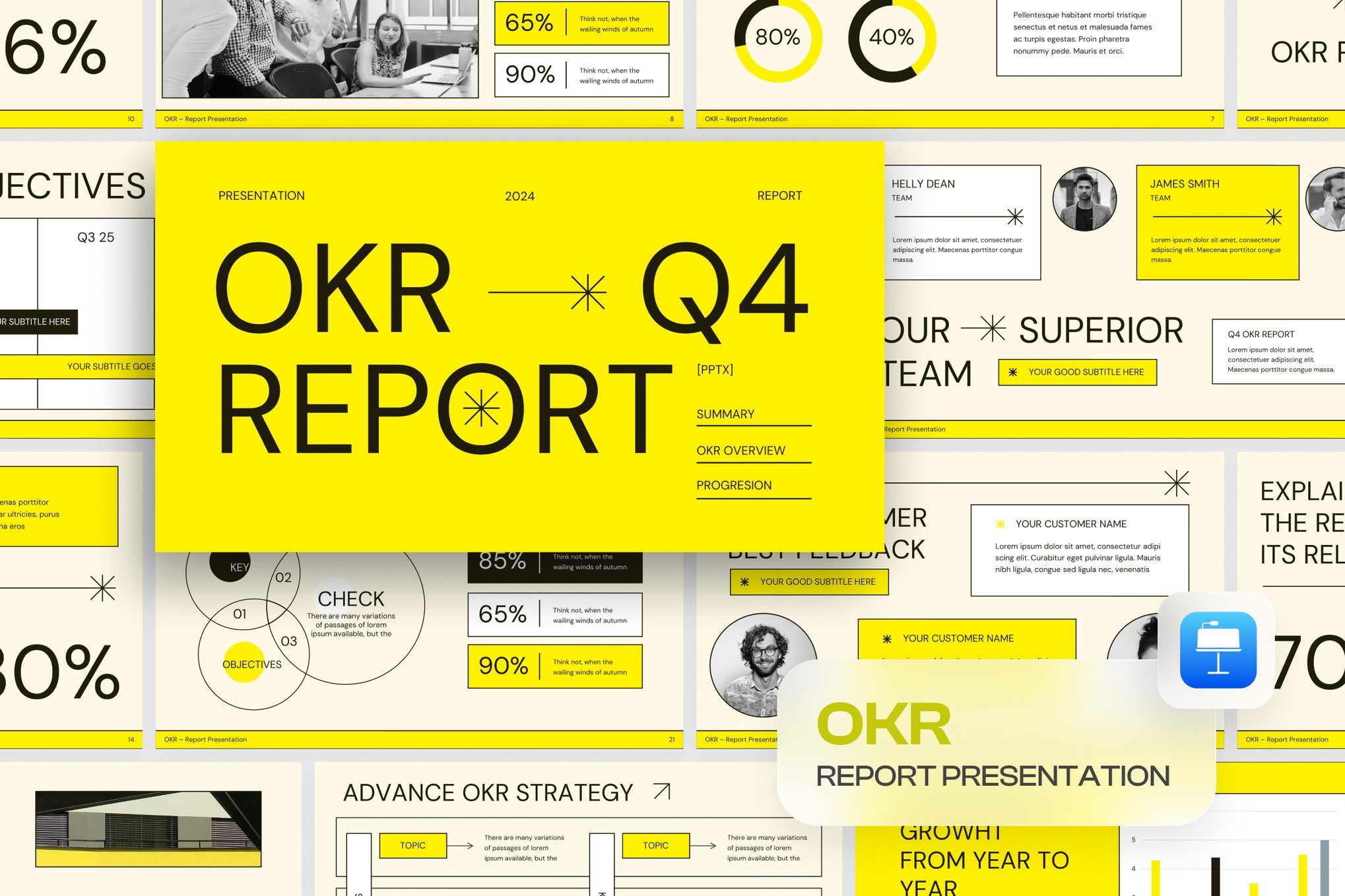 现代极简企业营销策划演示文稿设计Keynote模板 OKR Report Keynote , sucaiwan.com