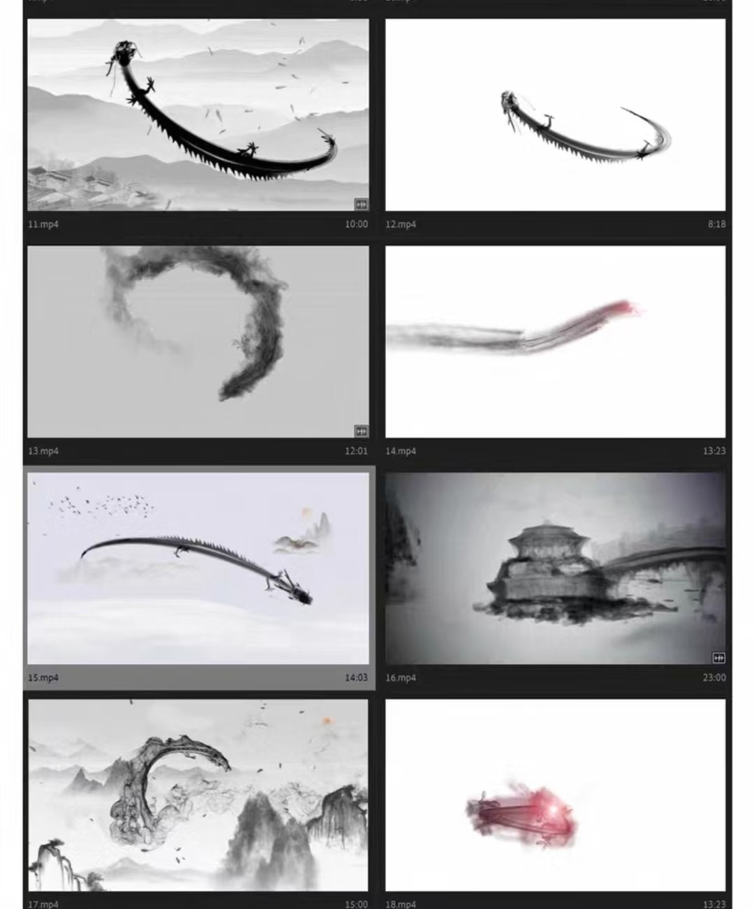 水墨游龙中国风古典片头古风龙山水动画屏幕舞台LED背景视频素材 , sucaiwan.com