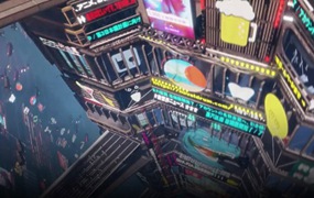 [独家翻译] Blender创建赛博朋克未来科幻梦幻城市三维场景动画教程 中文字幕 Coloso – Create a Fantastic Cyberpunk City with Blender
