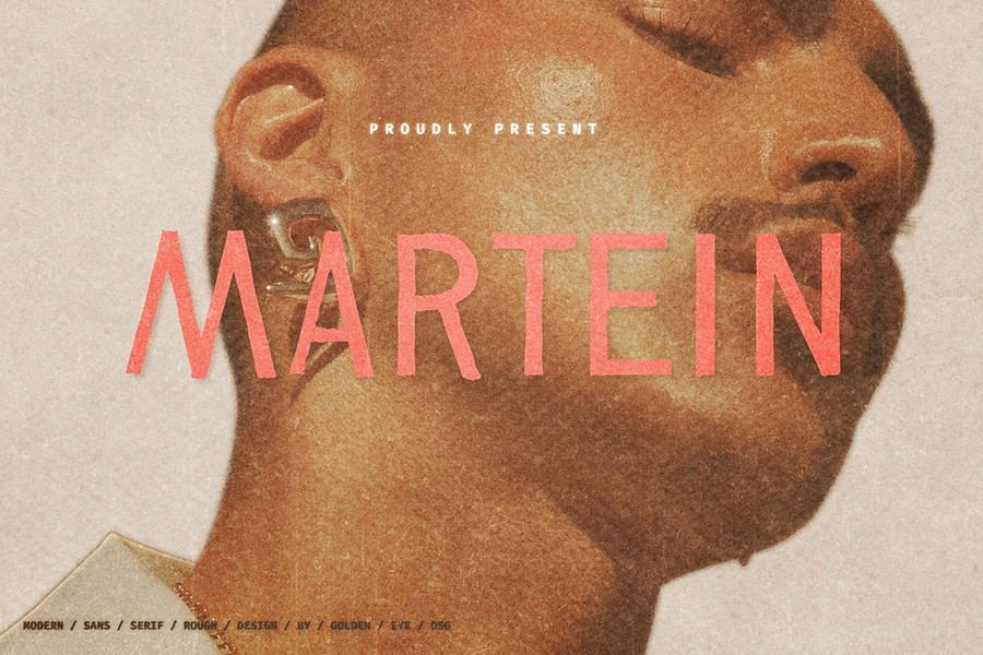 复古气息杂志海报邀请函标题徽标Logo设计PS/AI无衬线英文字体 Martein – Rough Sans 设计素材 sucaiwan.com