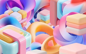 14款高级渐变3D立体几何图形图标抽象艺术背景图PNG/Figma格式素材 Zephir by Сraftwork