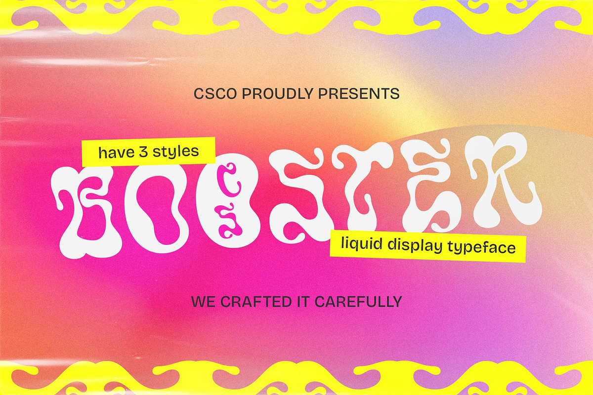 现代未来派品牌海报设计液体装饰英文字体安装包 Booster – Liquid Font