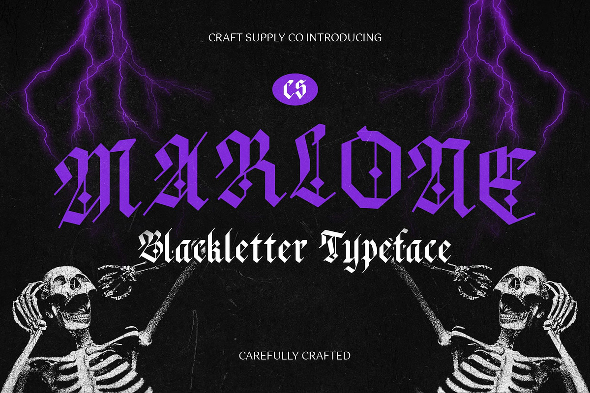 复古哥特式品牌海报徽标设计装饰英文字体安装包 Marlone – Blackletter Font , sucaiwan.com