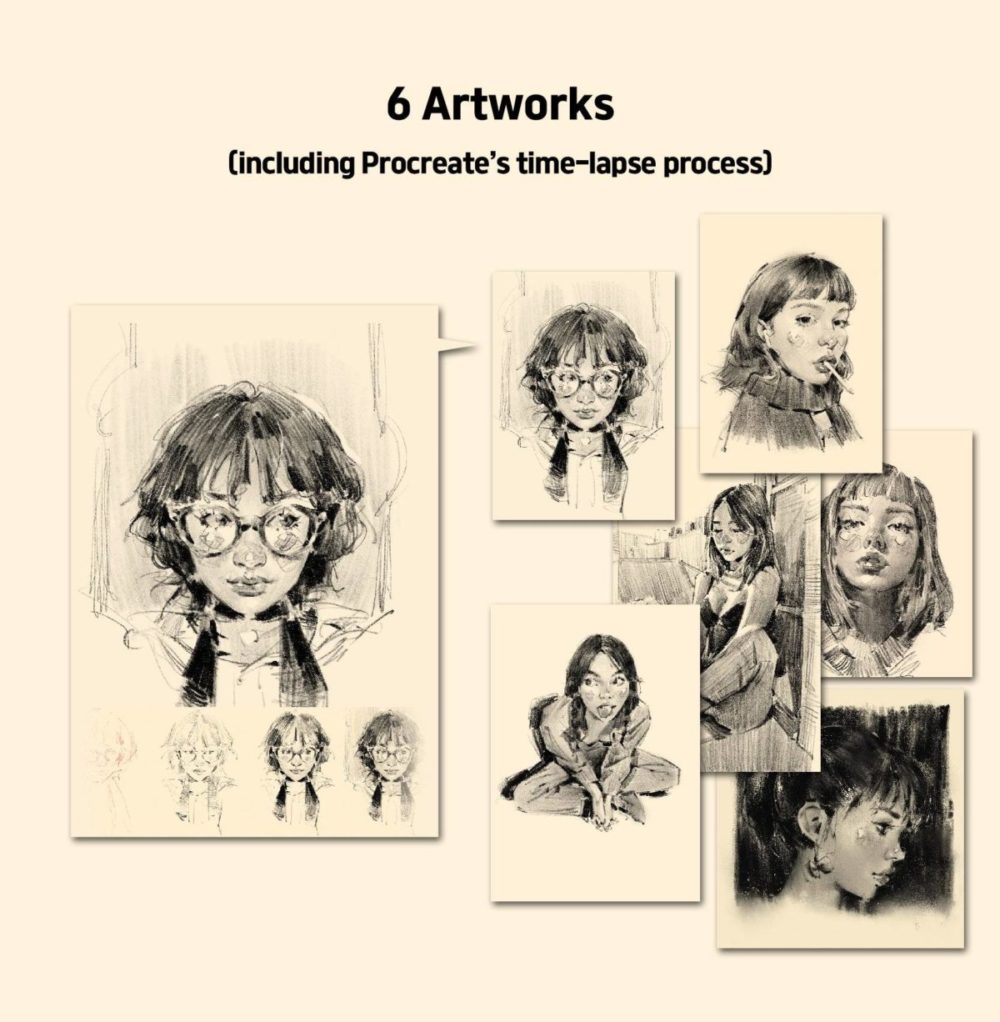 20款专业铅笔素描艺术绘画procreate笔刷画笔+视频教程 20 Sketch Pencil Brushes for Procreate , sucaiwan.com