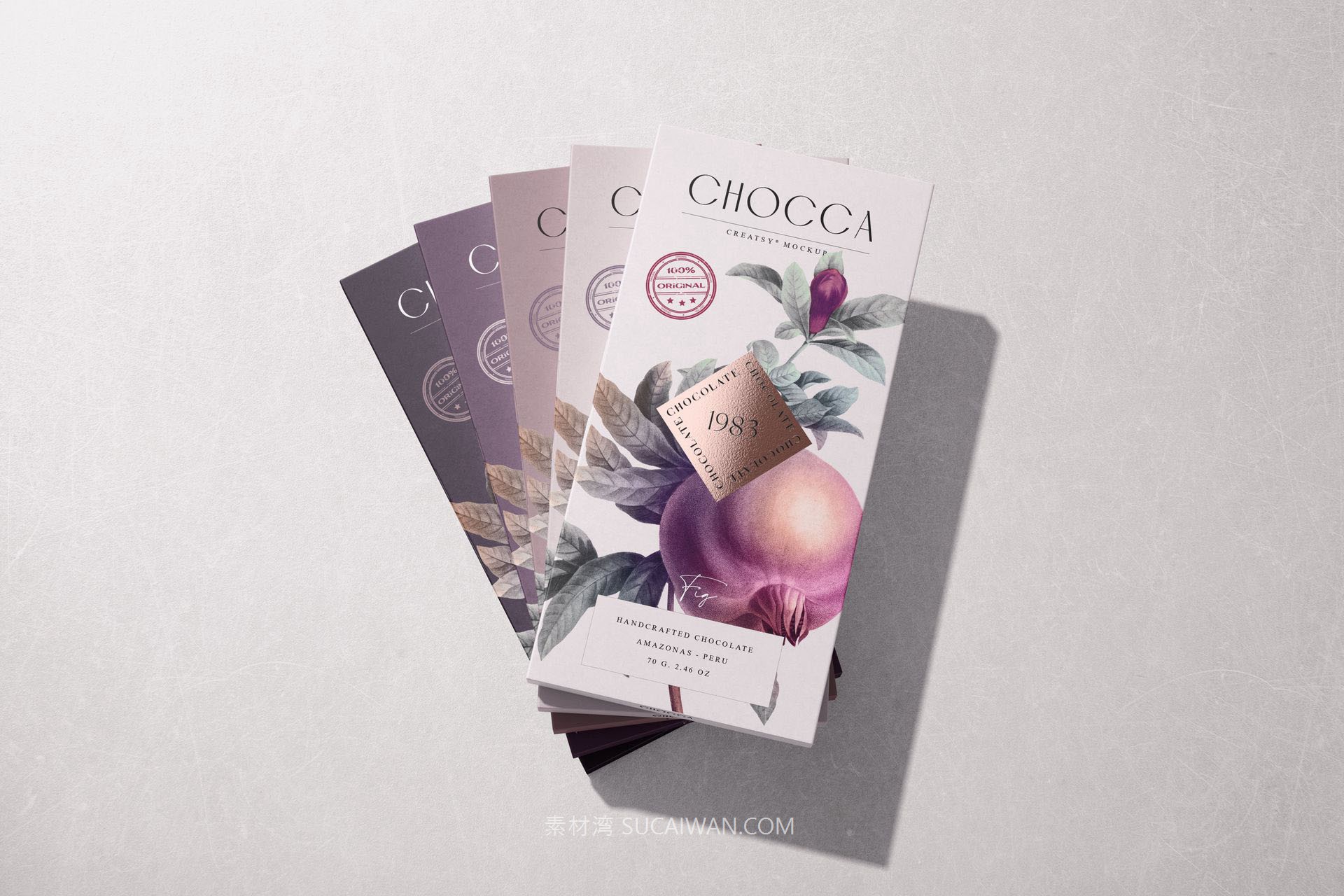 7款精致零食糖果巧克力棒包装盒设计展示PS样机模板素材 Chocolate Bar Packaging Mockup Set v.2 by Creatsy , sucaiwan.com