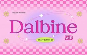 复古Y2K极简主义风格现代衬线奢侈品牌封面海报设计字体 Dalbine 3D