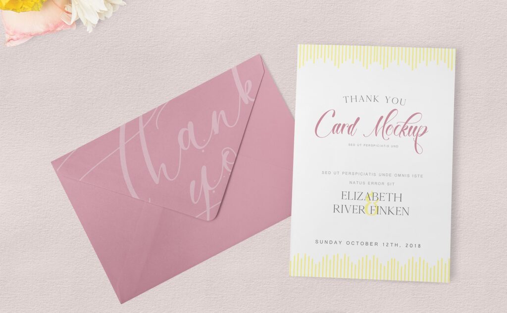 婚礼邀请函邀请卡感谢卡贺卡设计展示效果图PS贴图样机模板 样机素材 sucaiwan.com