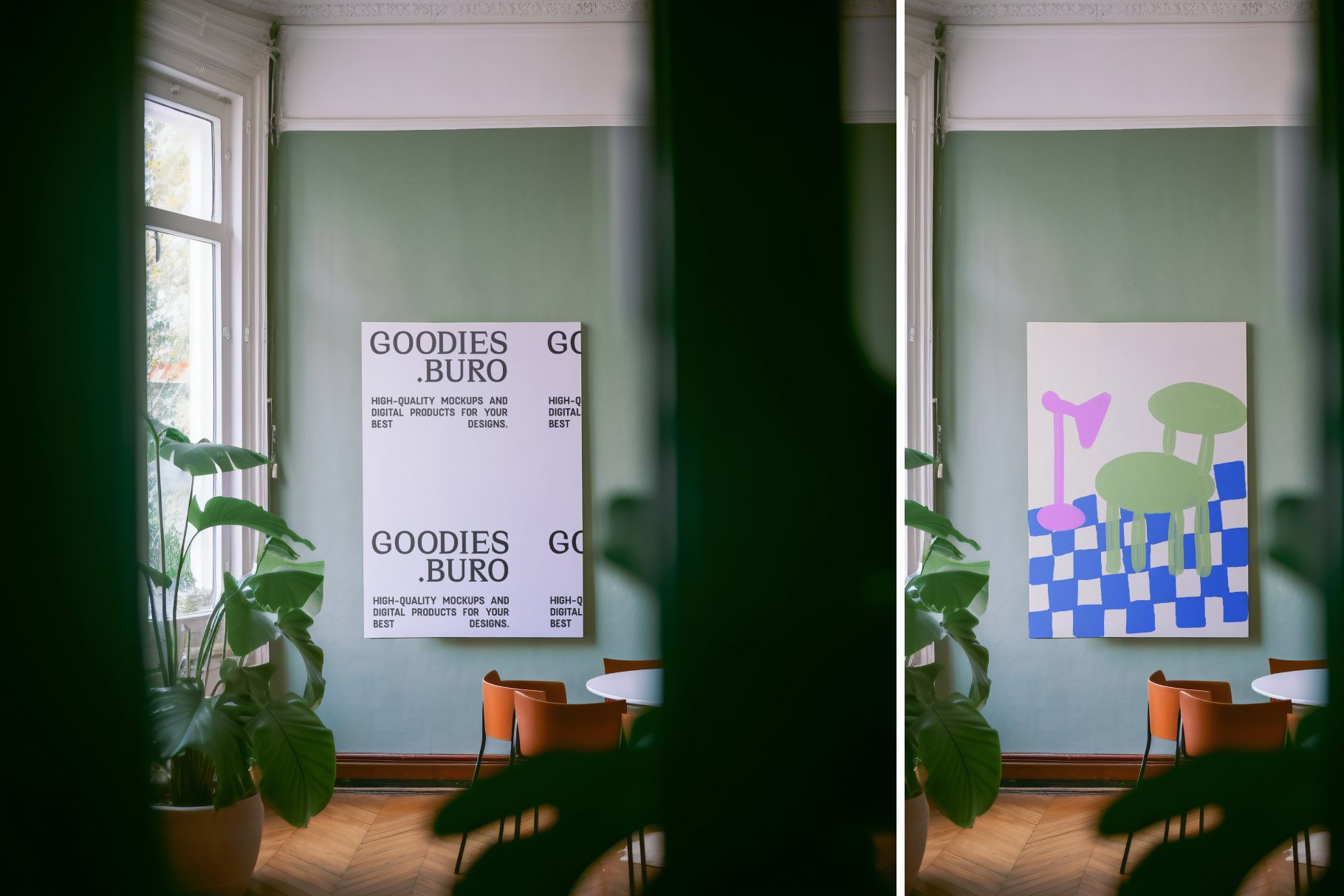 Secret Room Mockup Bundle 4个逼真室内海报展示场景样机PSD 样机素材 sucaiwan.com