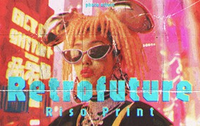复古半色调褶皱划痕y2k照片效果ps特效滤镜样机 Folded Retrofuturistic Comics Risograph Effect