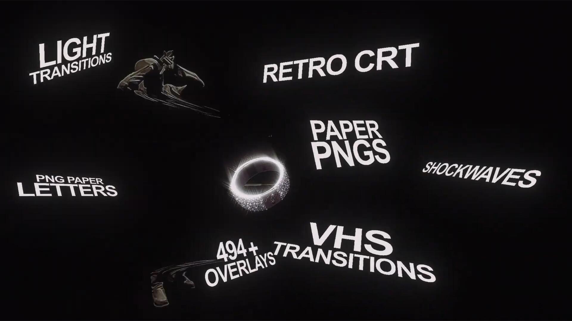 剪辑素材：700+复古短片剪辑放映机、光照、纸张、拼贴、CRT、冲击波转场叠加层素材包 OVERLAYS VOL 2 , sucaiwan.com