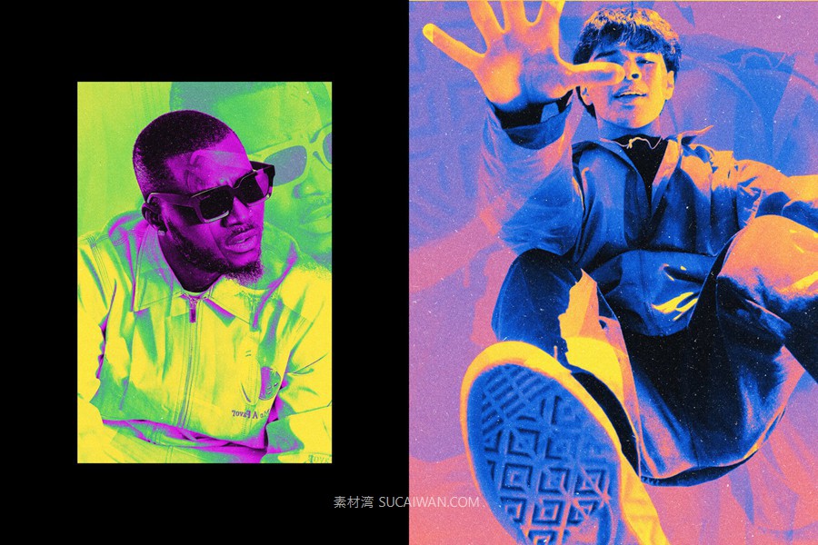 复古失真错位霓虹灯照片效果ps特效滤镜样机 Acid Neon Negative Photo Effect , 第3张-素材湾丨精选海外优质设计素材资源 复古失真错位霓虹灯照片效果ps特效滤镜样机 Acid Neon Negative Photo Effect , sucaiwan.com