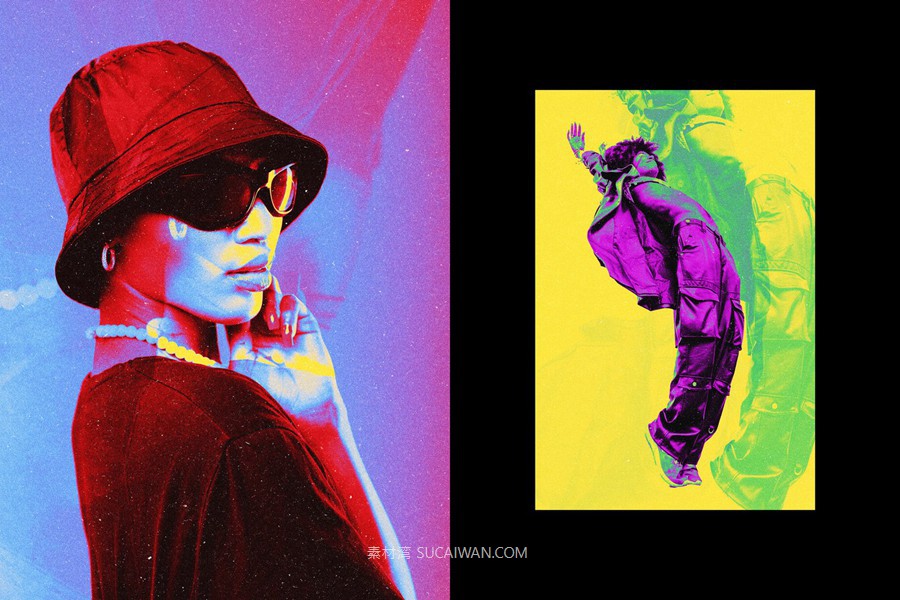 复古失真错位霓虹灯照片效果ps特效滤镜样机 Acid Neon Negative Photo Effect , 第4张-素材湾丨精选海外优质设计素材资源 复古失真错位霓虹灯照片效果ps特效滤镜样机 Acid Neon Negative Photo Effect , sucaiwan.com