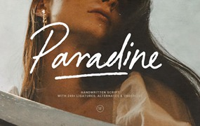 优雅复古品牌杂志包装封面设计手写英文字体安装包 Paradine — Ligature Handwritten Font